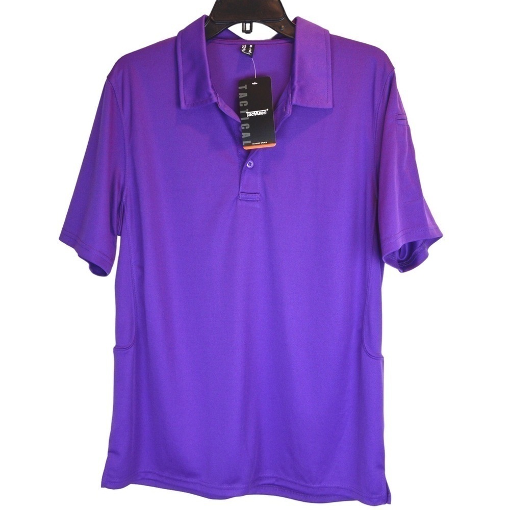 TACVASEN Men's Outdoor Sports Performance‎ Polo Shirt, Medium NWT Purple